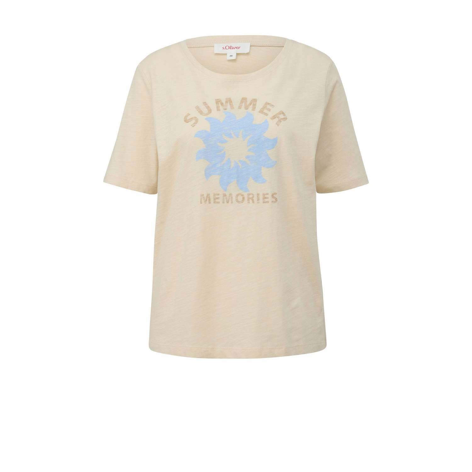 S.Oliver T-shirt met printopdruk beige lichtblauw