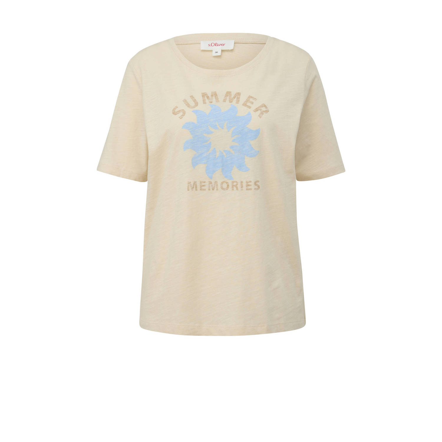 s.Oliver T-shirt met printopdruk beige lichtblauw