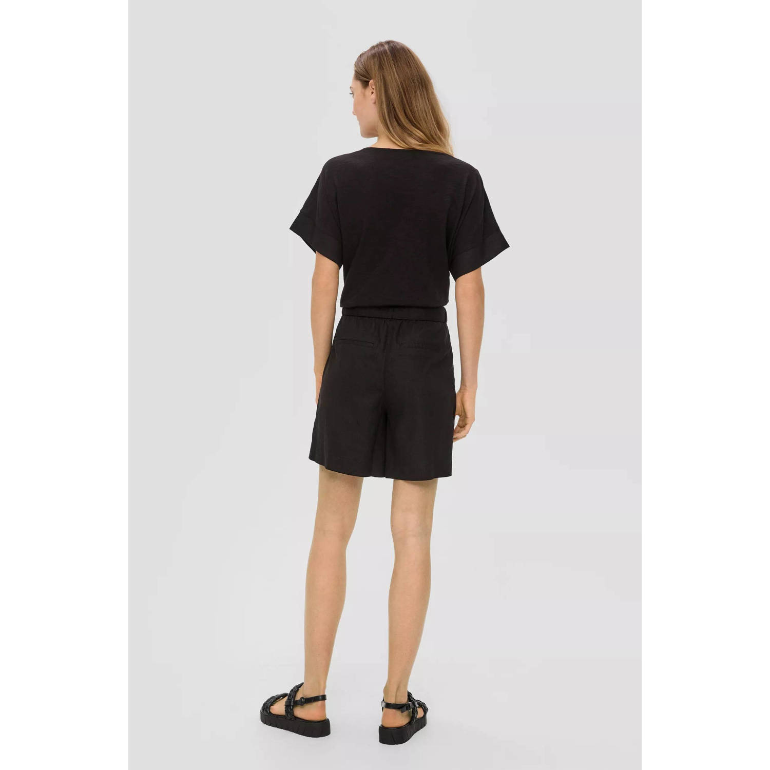 s.Oliver high waist straight fit short zwart