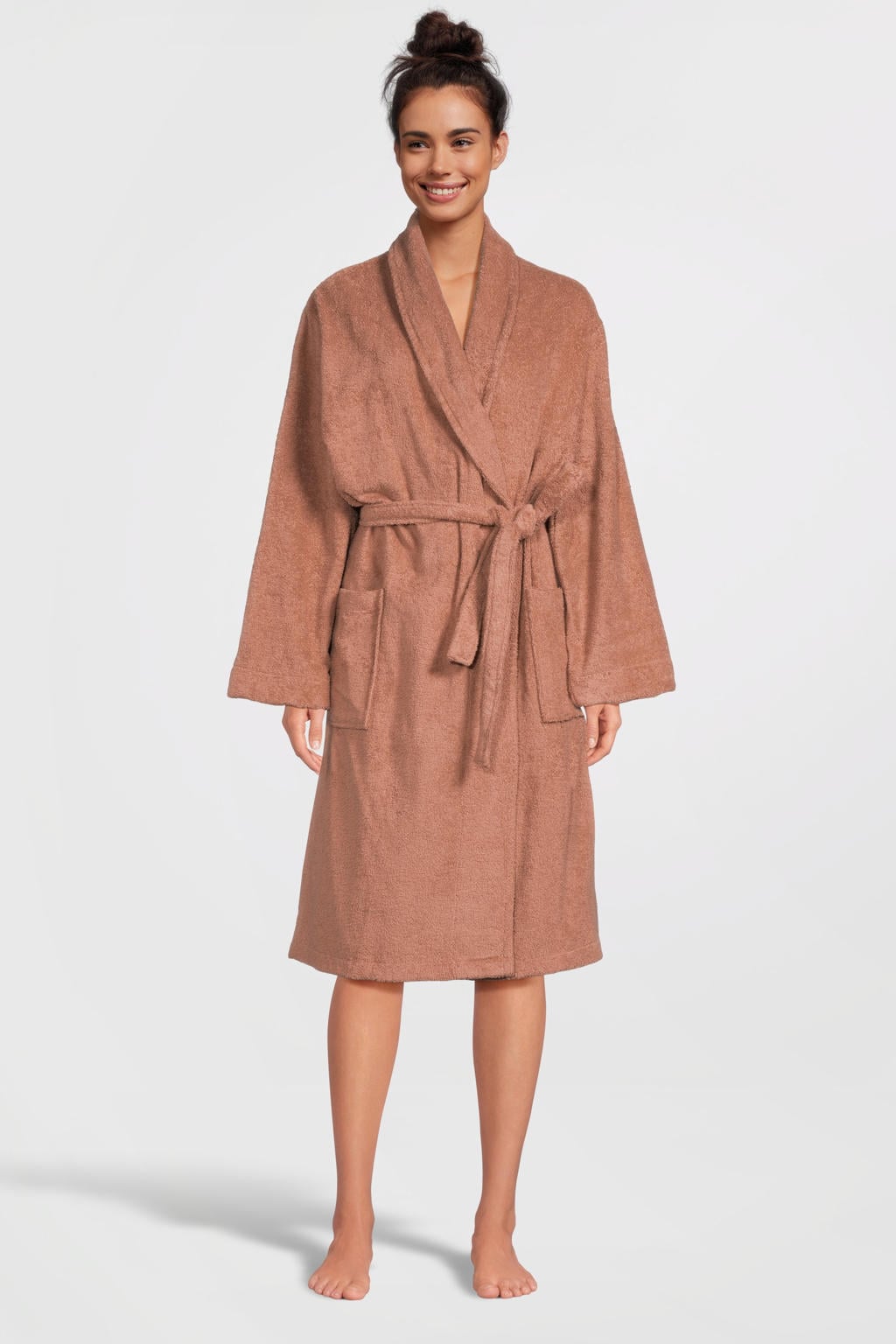 NOUS Living dames badstof badjas Roodbruin