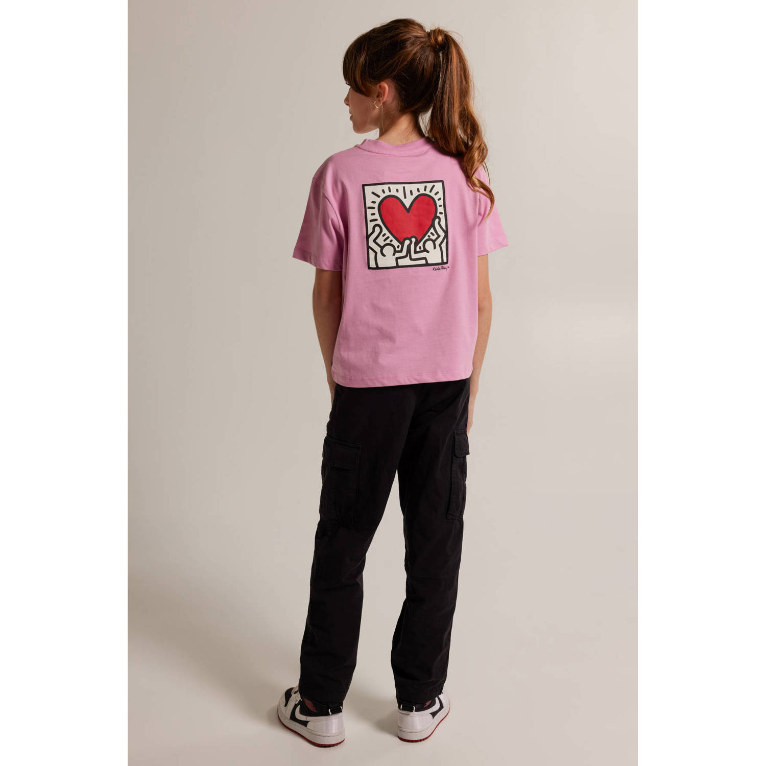 America Today T-shirt met backprint roze