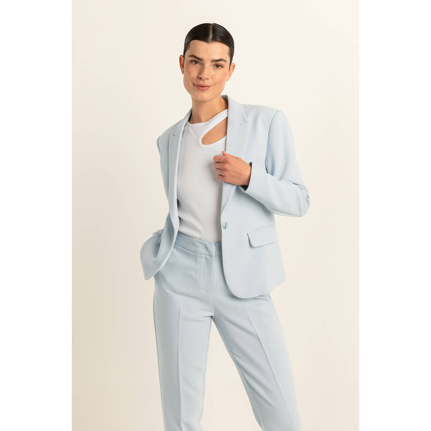 Expresso getailleerde blazer lichtblauw