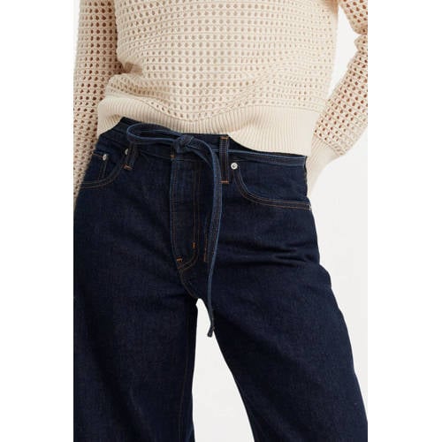 Levi's high waist wide leg jeans dark blue denim afbeelding
