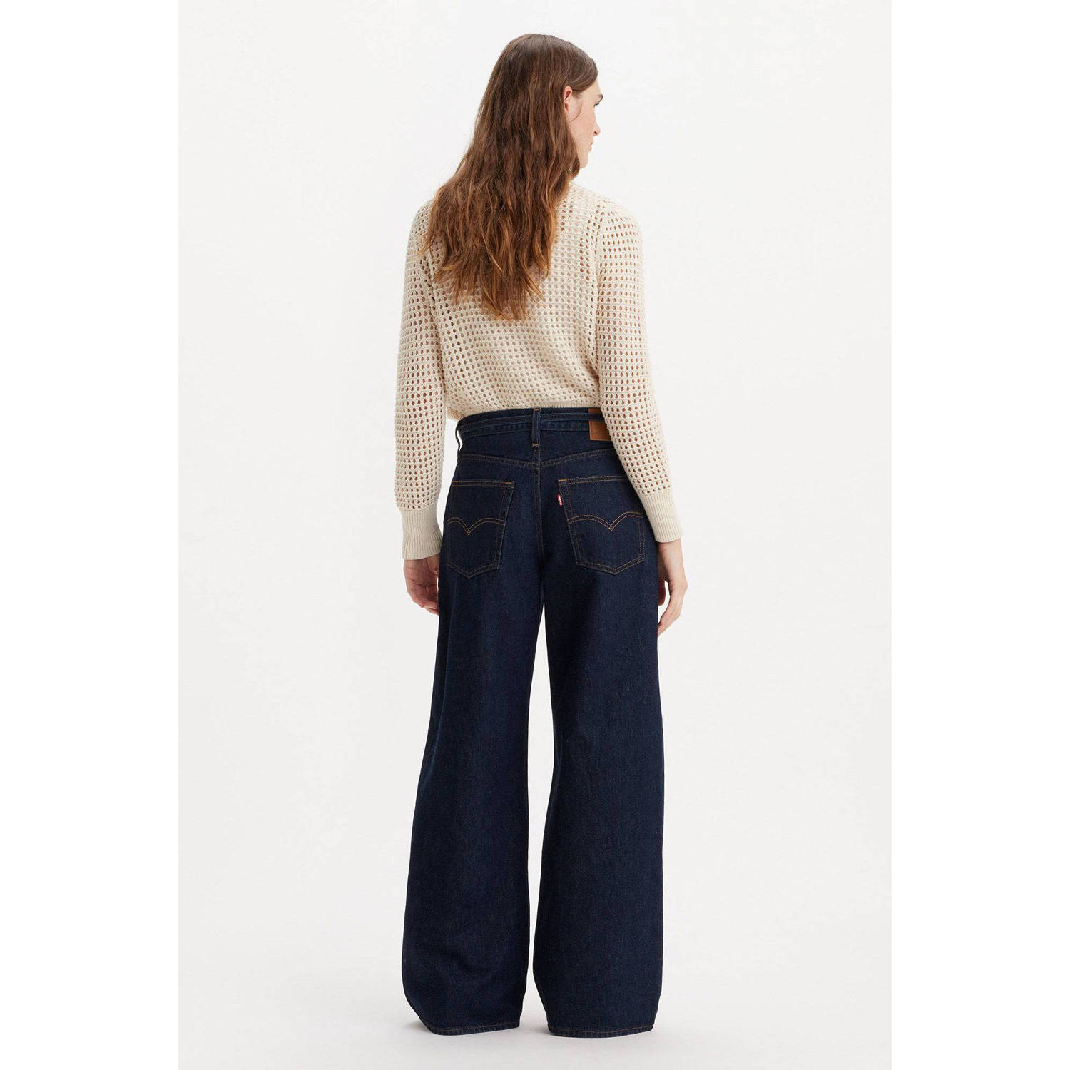 Levi's high waist wide leg jeans dark blue denim