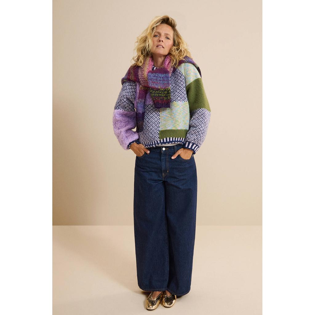 Dark blue denim dames Levi's high waist wide leg jeans dark blue van denim met rits- en knoopsluiting en effen