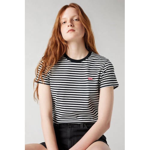 Levi's gestreept T-shirt met logo zwart/wit afbeelding