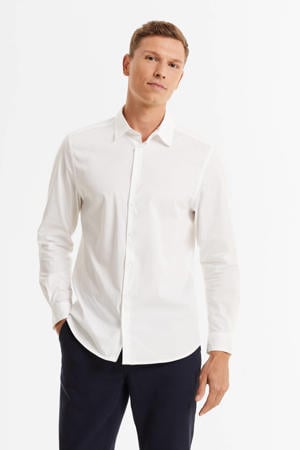 slim fit poplin overhemd wit