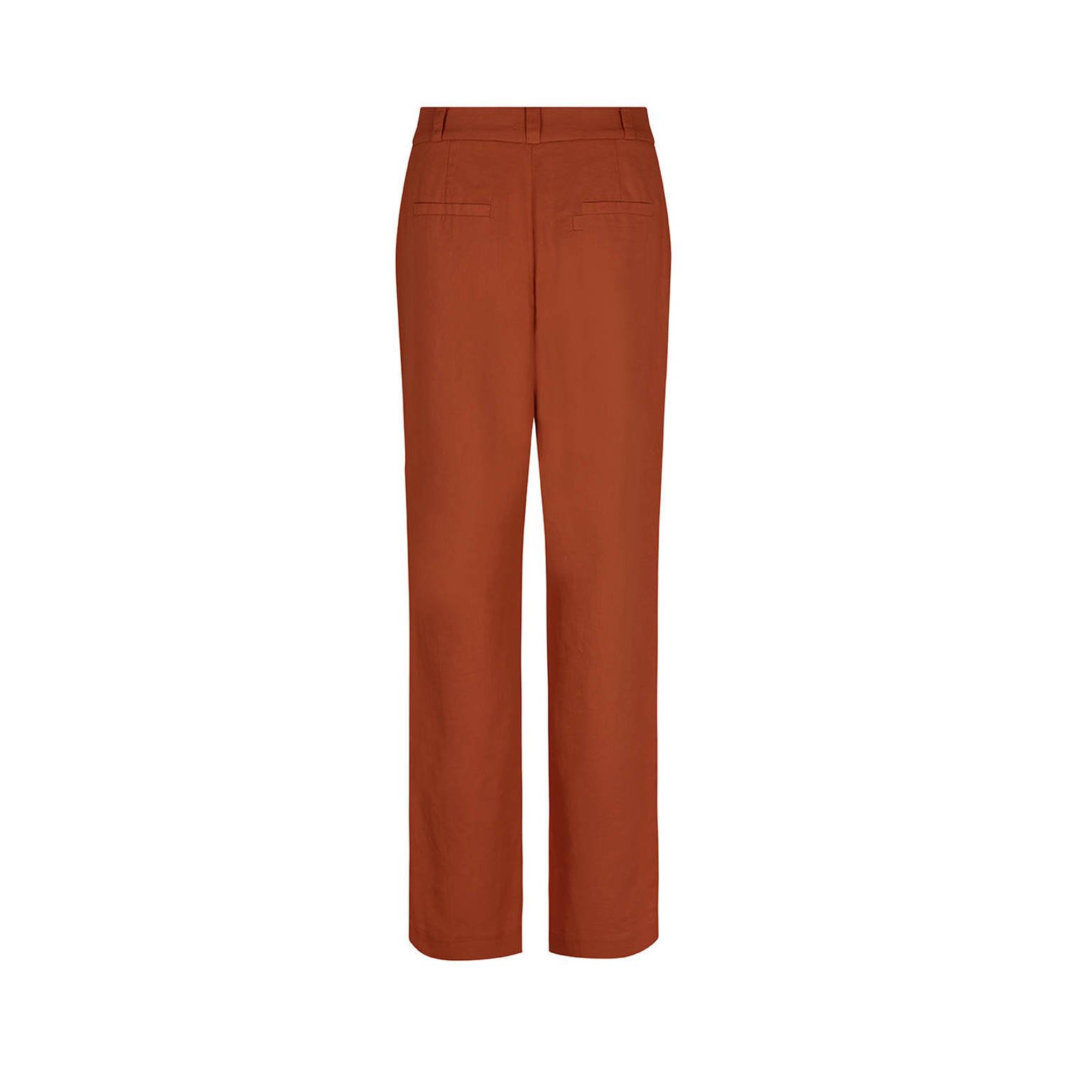 Modström linnen wide leg pantalon Park roodbruin