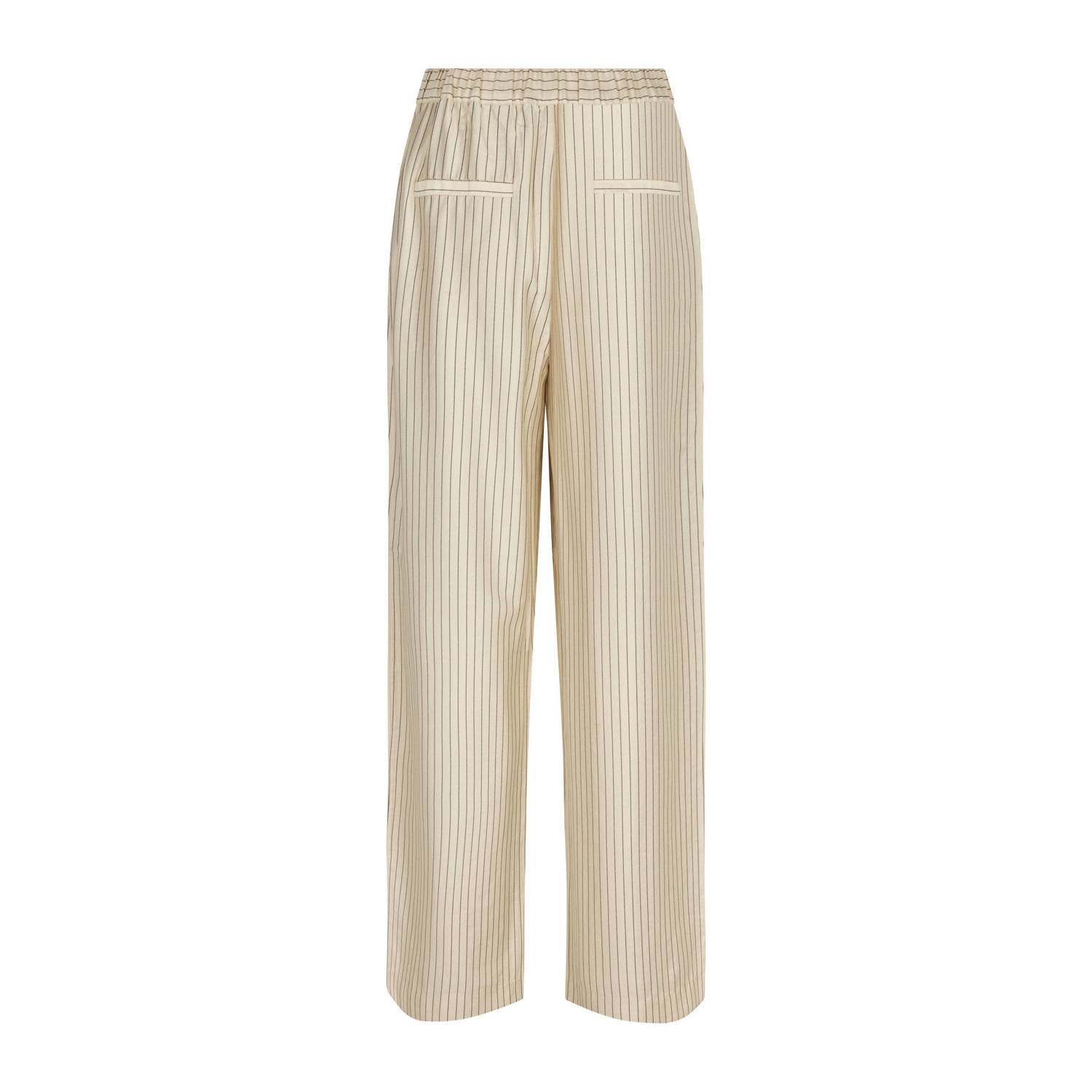 Modström wide leg pantalon Isabel met krijtstreep zand zwart