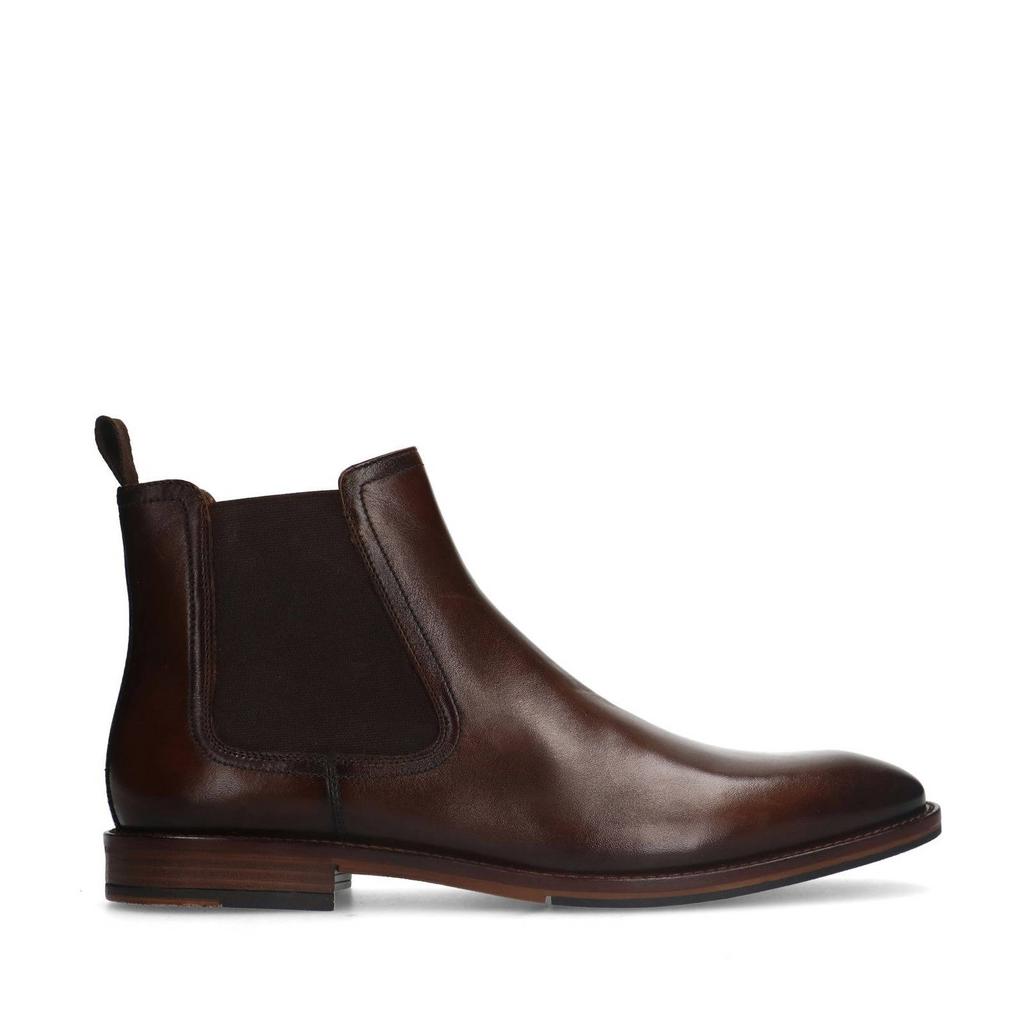Donkerblauwe heren Manfield leren chelseaboots met elastische inzet