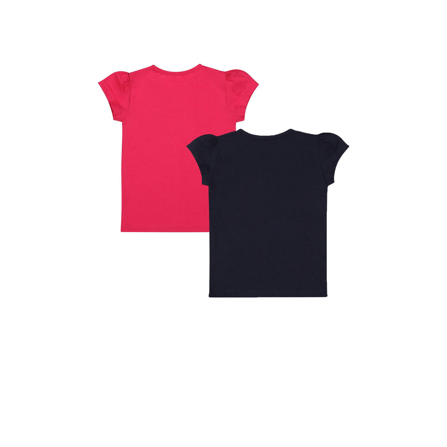 Dirkje T-shirt set van 2 donkerblauw roze