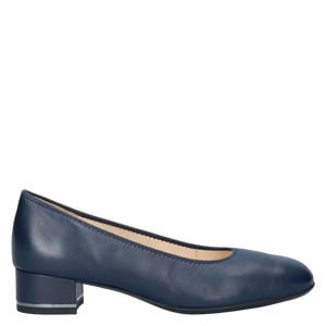 Graz leren pumps met lage hak donkerblauw