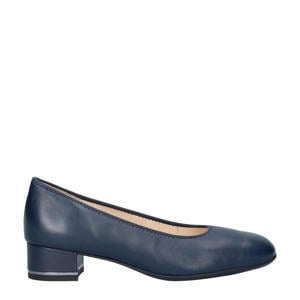 Graz leren pumps met lage hak donkerblauw