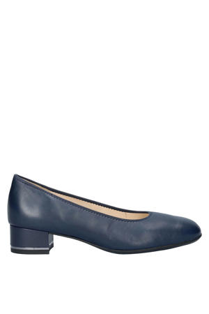 Graz leren pumps met lage hak donkerblauw