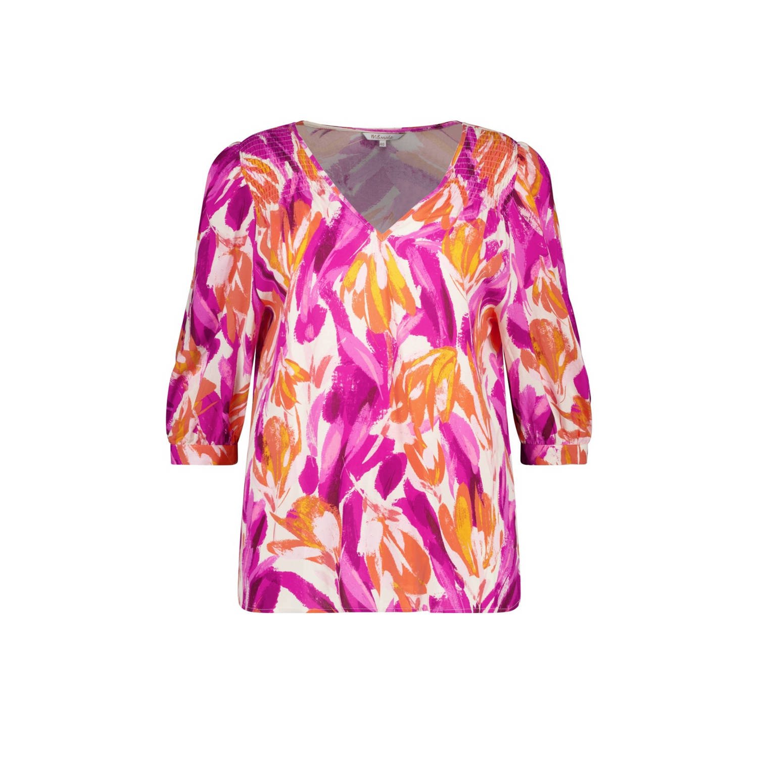 MS Mode blouse met all over print oranje paars