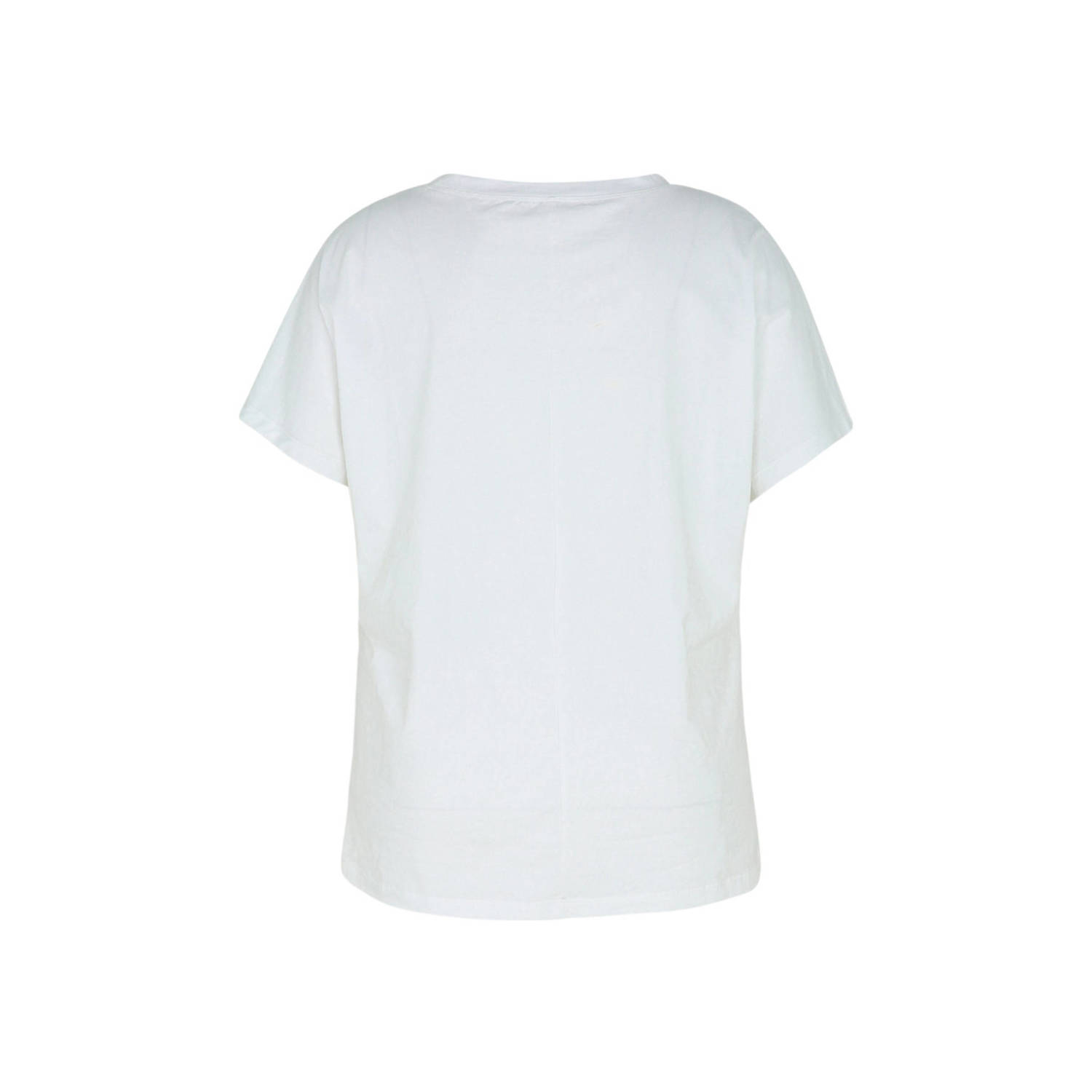 Paprika gebloemd jersey T-shirt ecru fuchsia