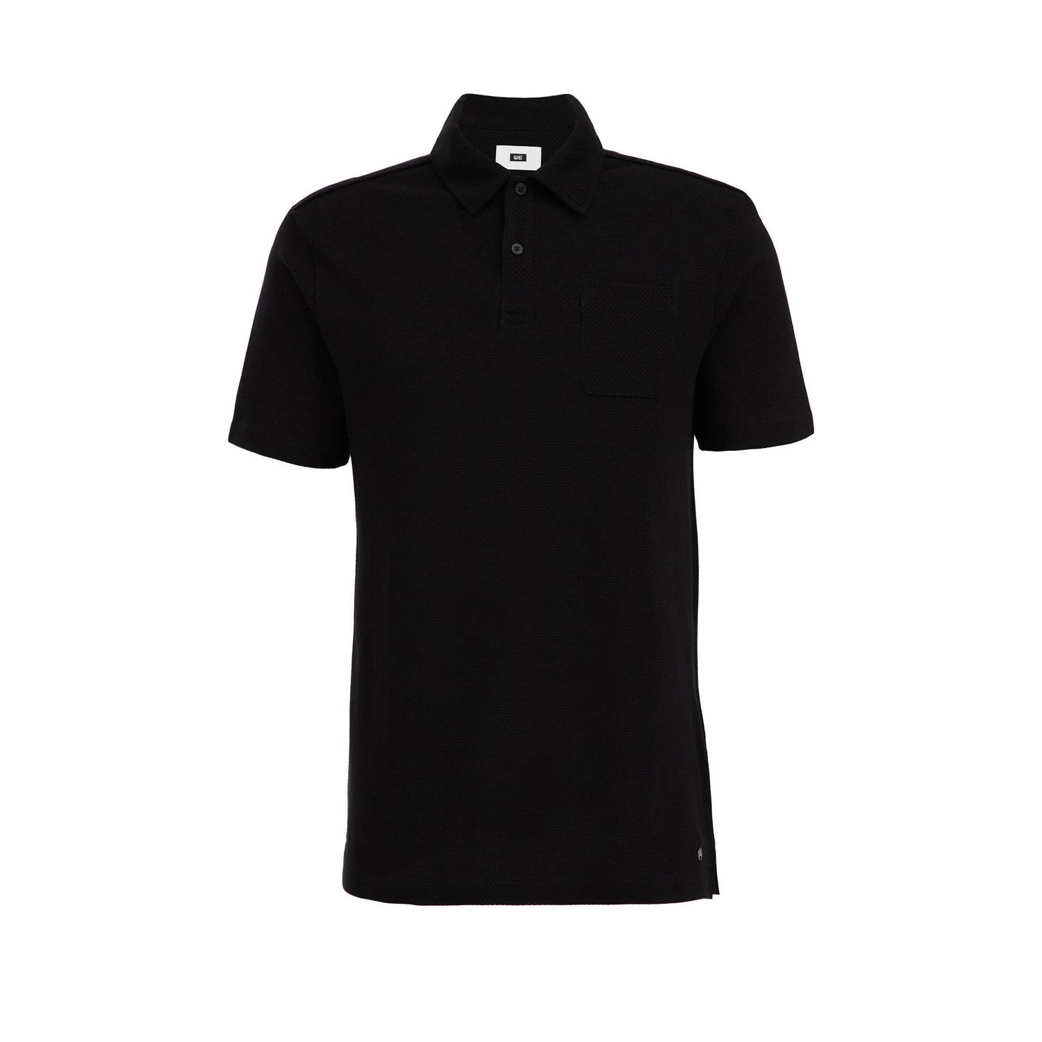 WE Fashion fijngebreide polo black uni