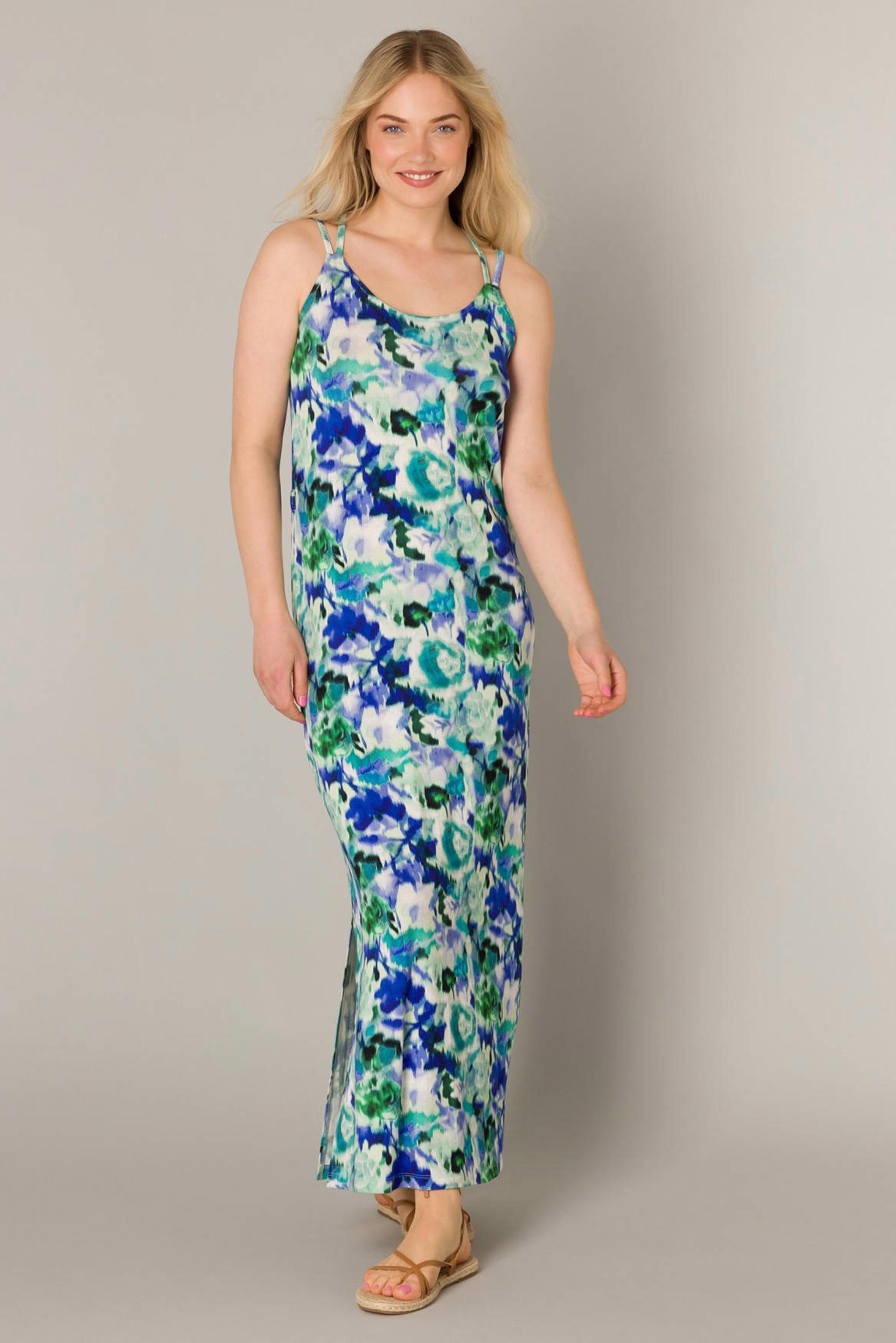 feel good Kaftan in koningsblauw/blauwgroen bedrukt | Witt