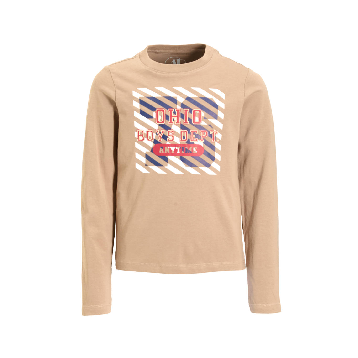 Anytime longsleeve met printopdruk zand