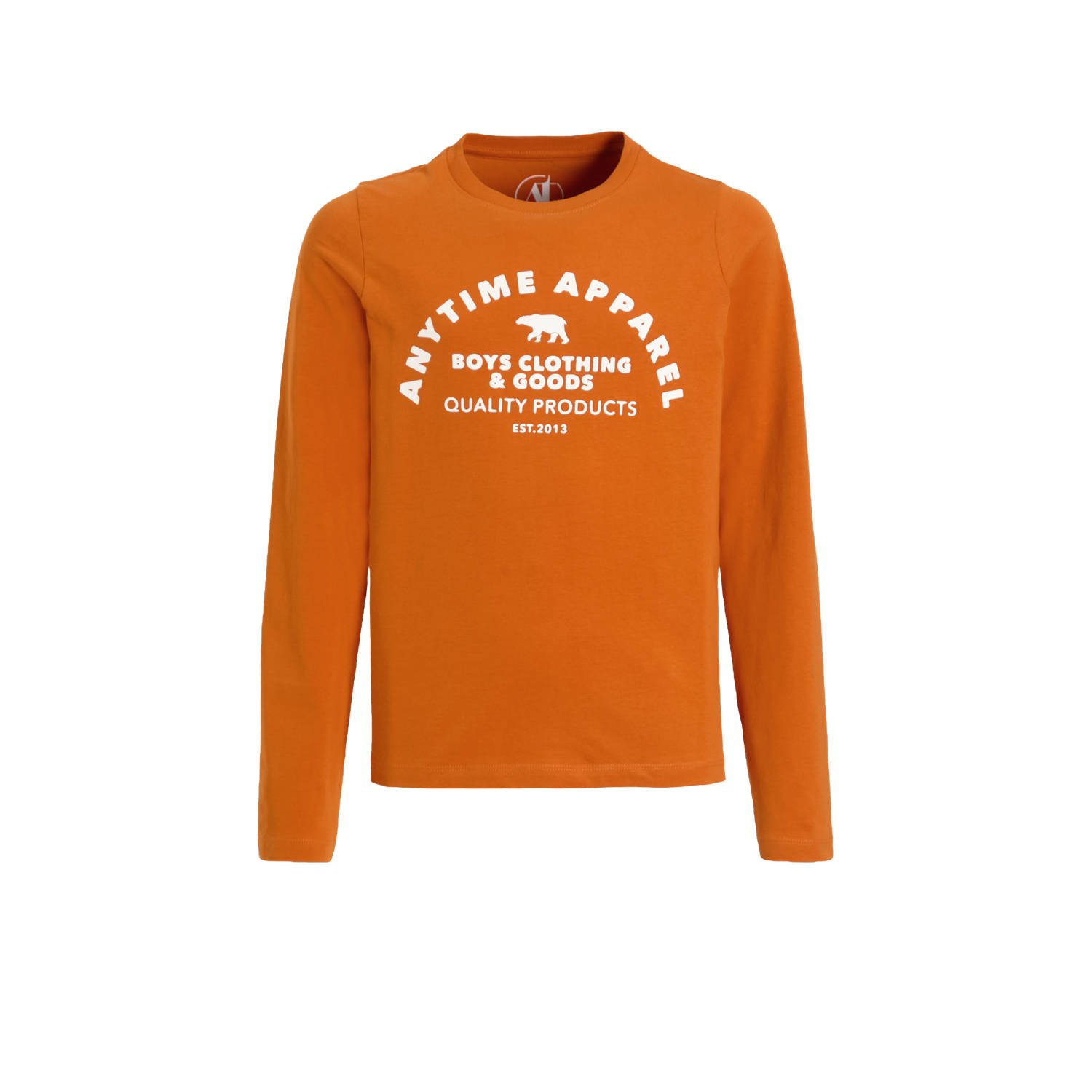 Anytime longsleeve met printopdruk donker oranje