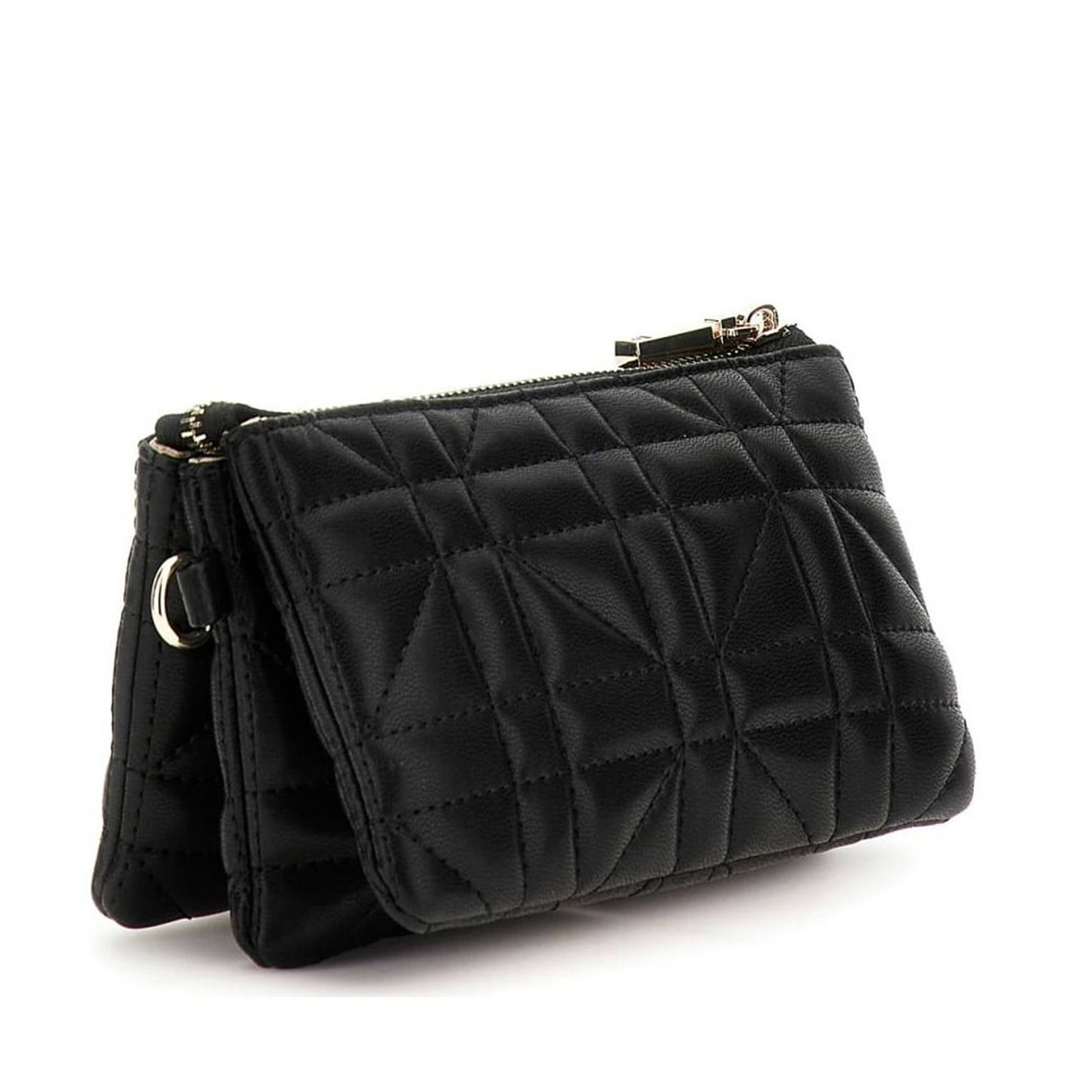 GUESS doorgestikte crossbody tas Latona zwart