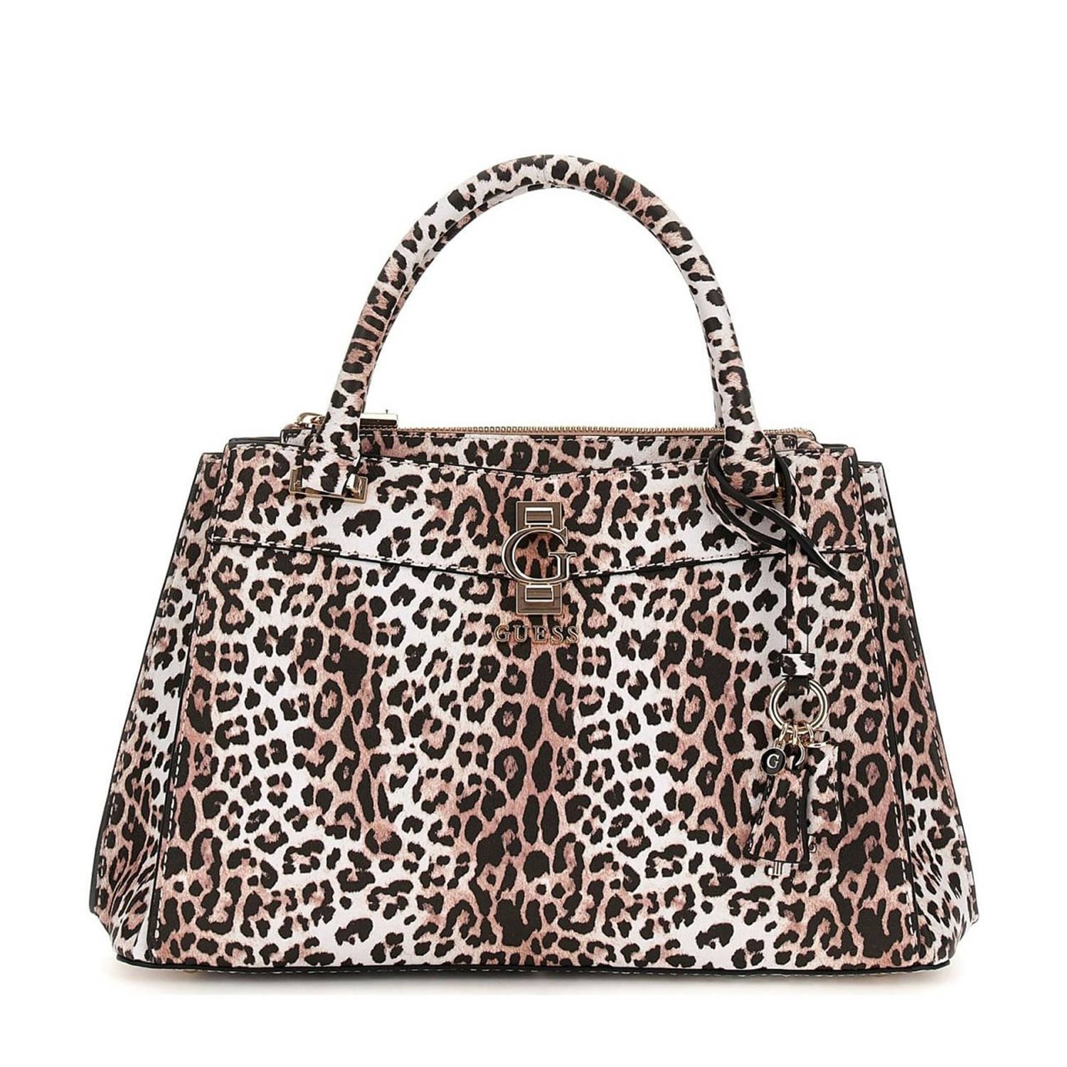 Guess Luipaardprint Handtas met Schouderband Multicolor Dames