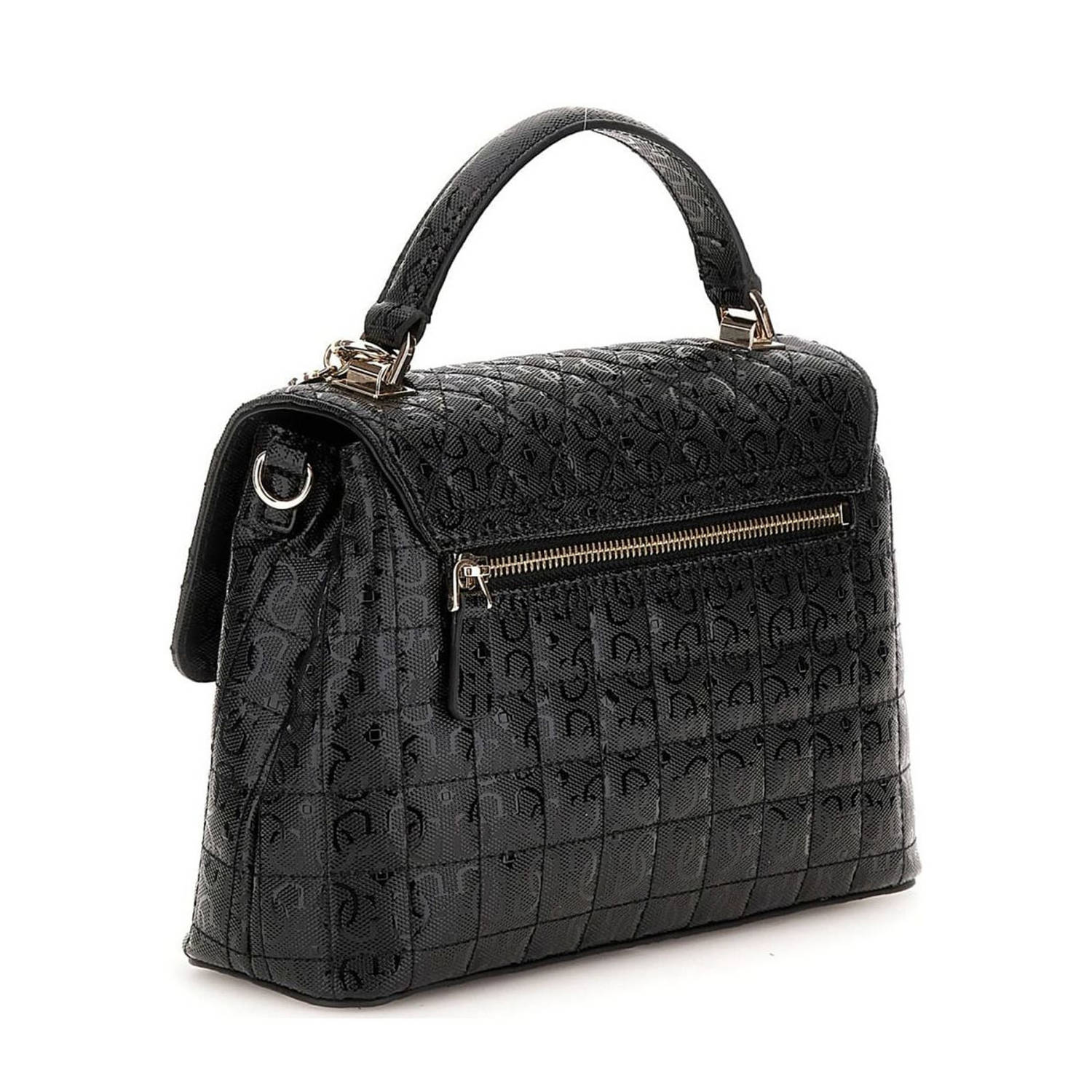 GUESS doorgestikte crossbody tas Yarmilla zwart