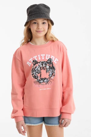 sweater met printopdruk roze