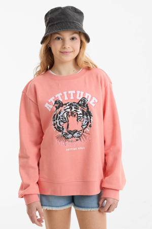 sweater met printopdruk roze
