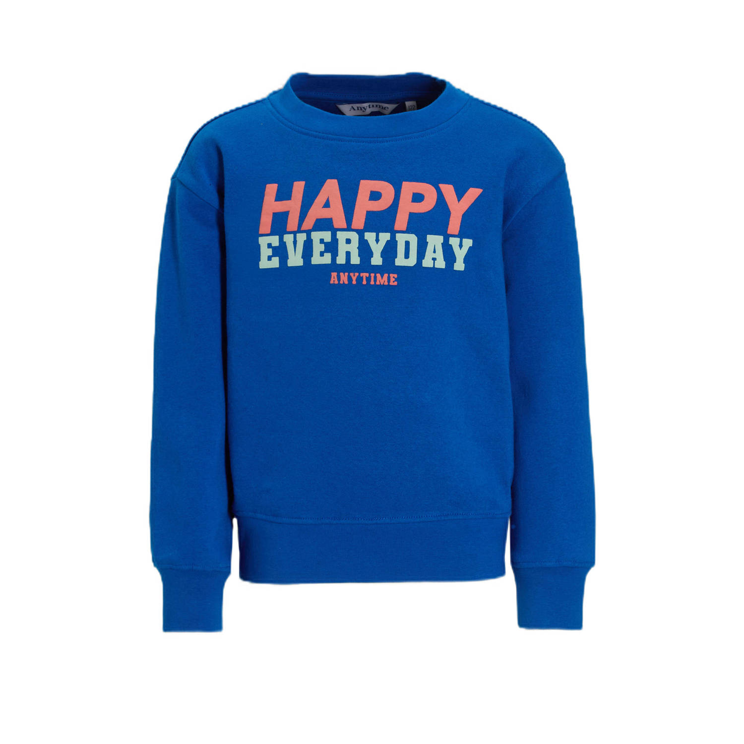 Anytime sweater met backprint blauw