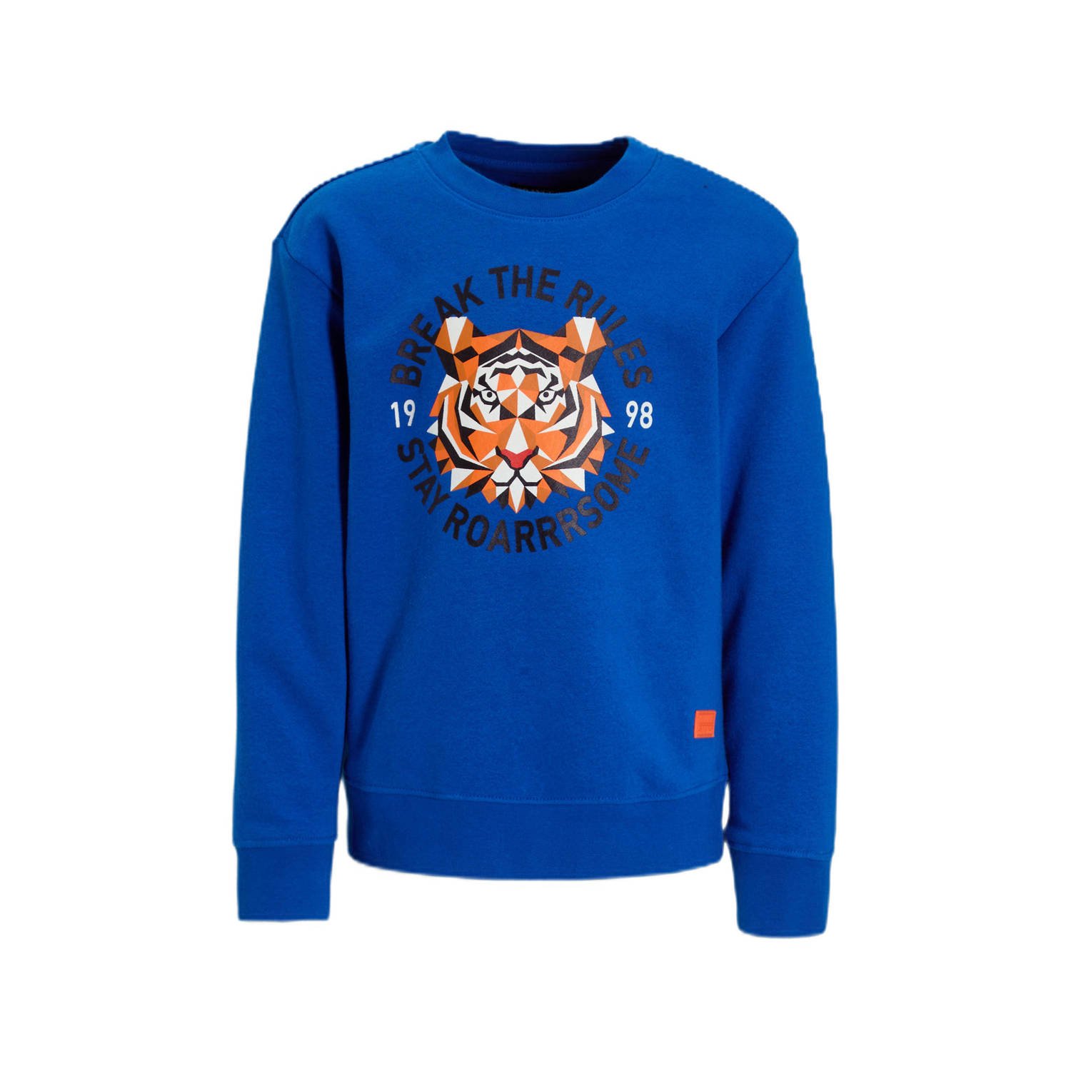 Orange Stars sweater Roc met printopdruk blauw