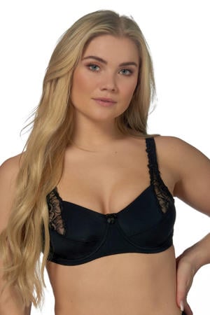 niet-voorgevormde beugelbh Embroidery zwart