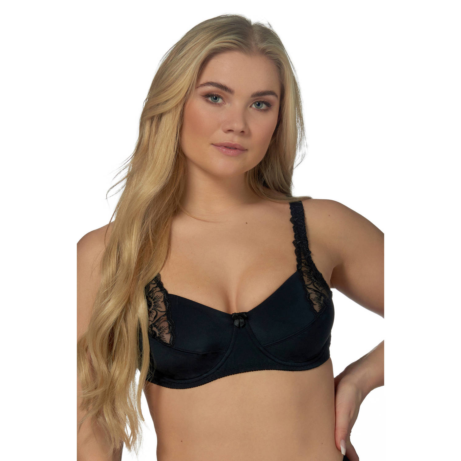 Elbrina niet-voorgevormde beugelbh Embroidery zwart