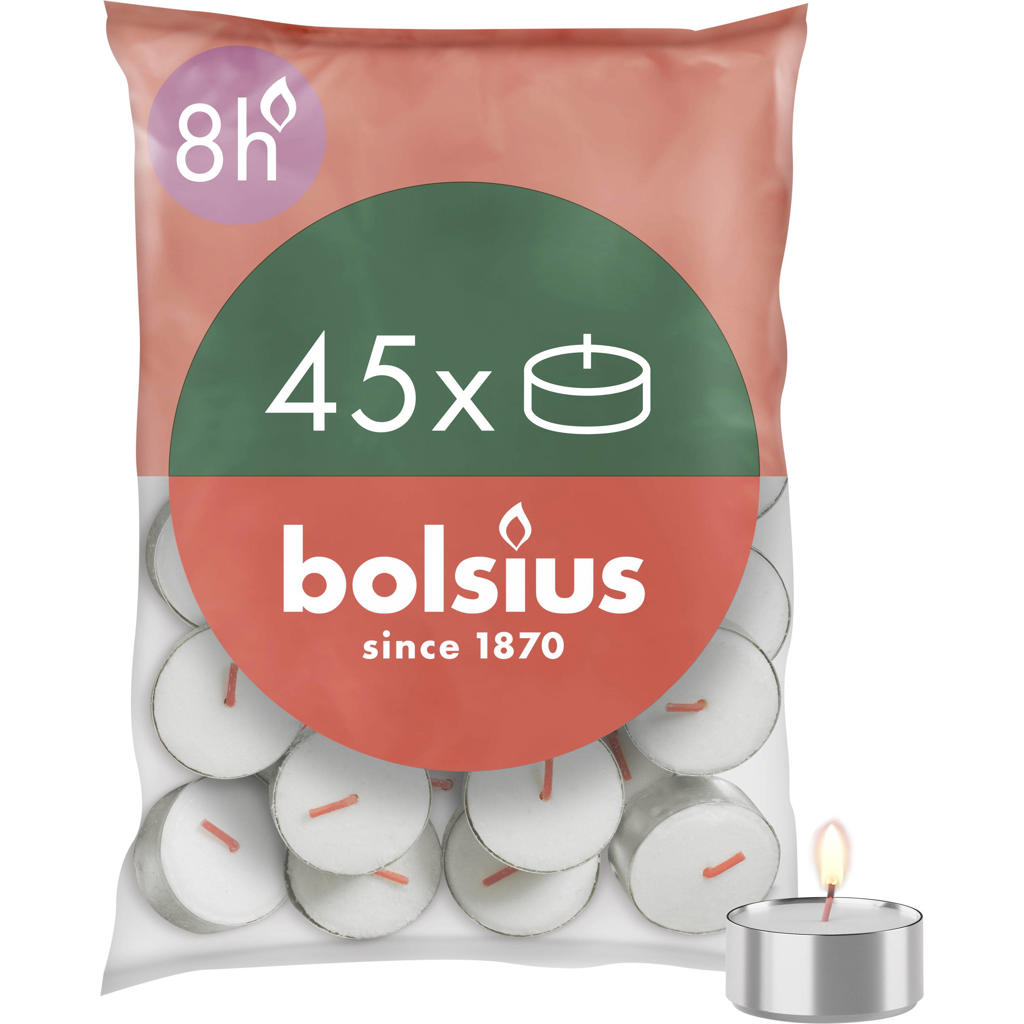 Bolsius waxinelichtjes (8 branduren) (zak van 45)
