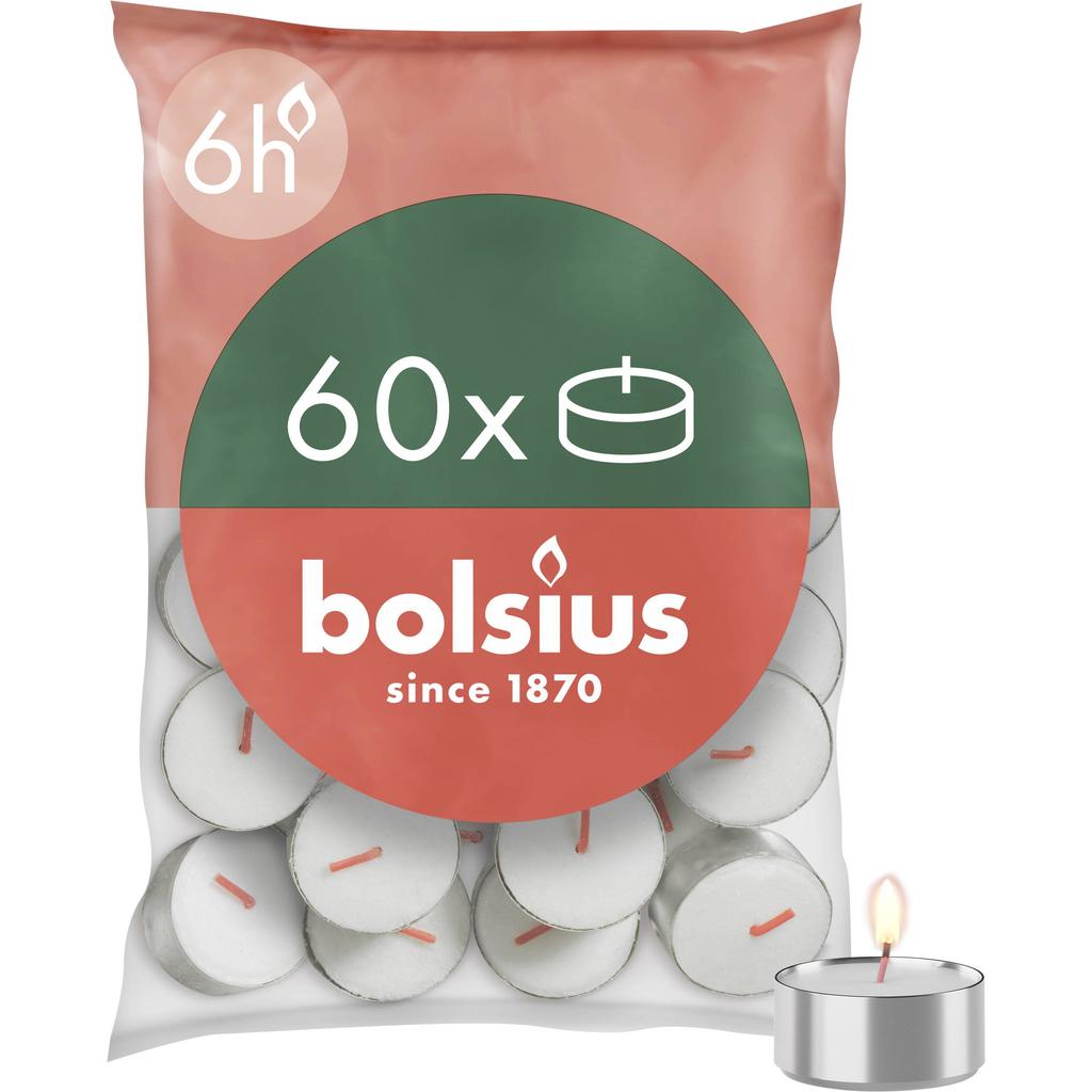 Bolsius waxinelichtjes (6 branduren) (zak van 60)