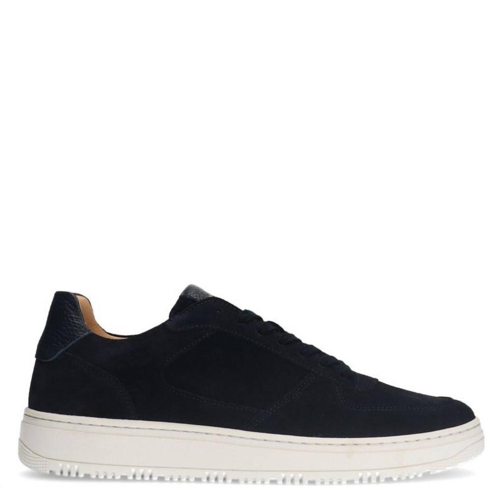Donkerblauwe heren Manfield suède sneakers met veters