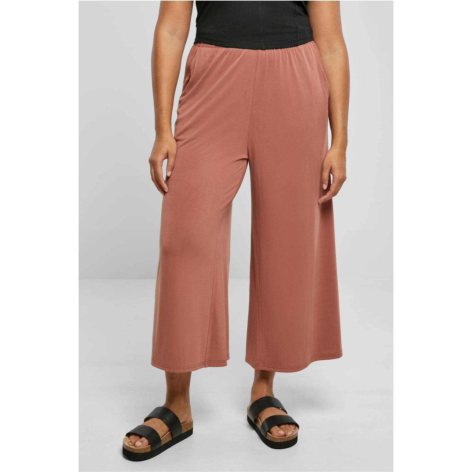 Urban Classics Curvy cropped high waist wide leg culotte