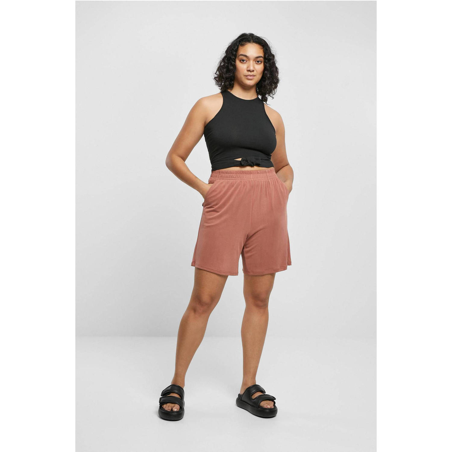 Urban Classics Curvy high waist regular fit short terra