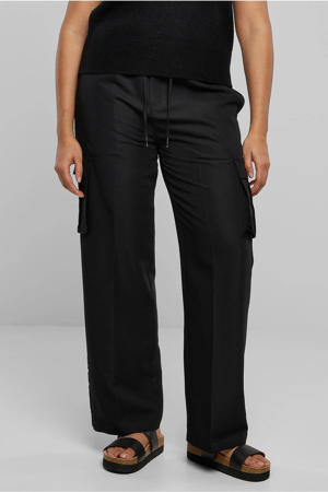 high waist wide leg broek zwart