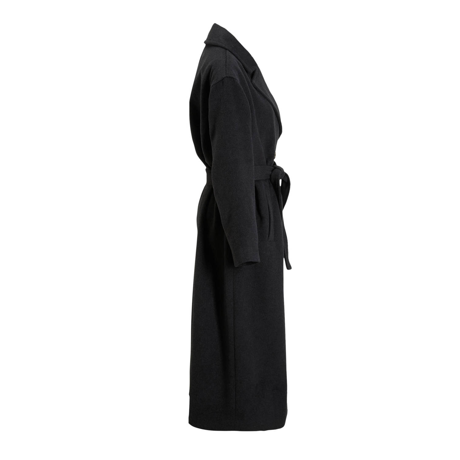 Ruby wollen oversized jas met ceintuur donkergrijs