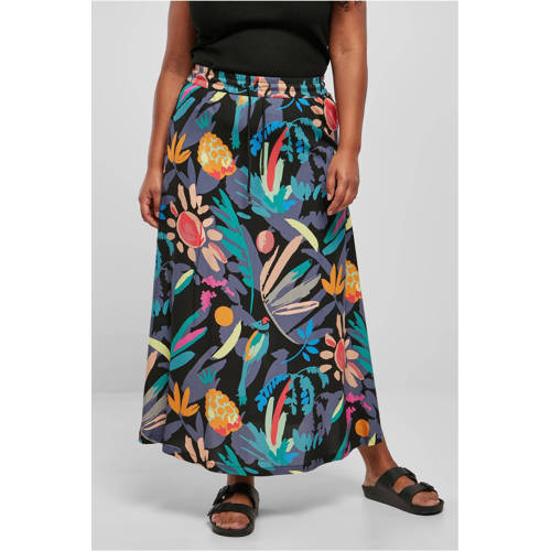 Urban Classics Curvy rok met bladprint afbeelding