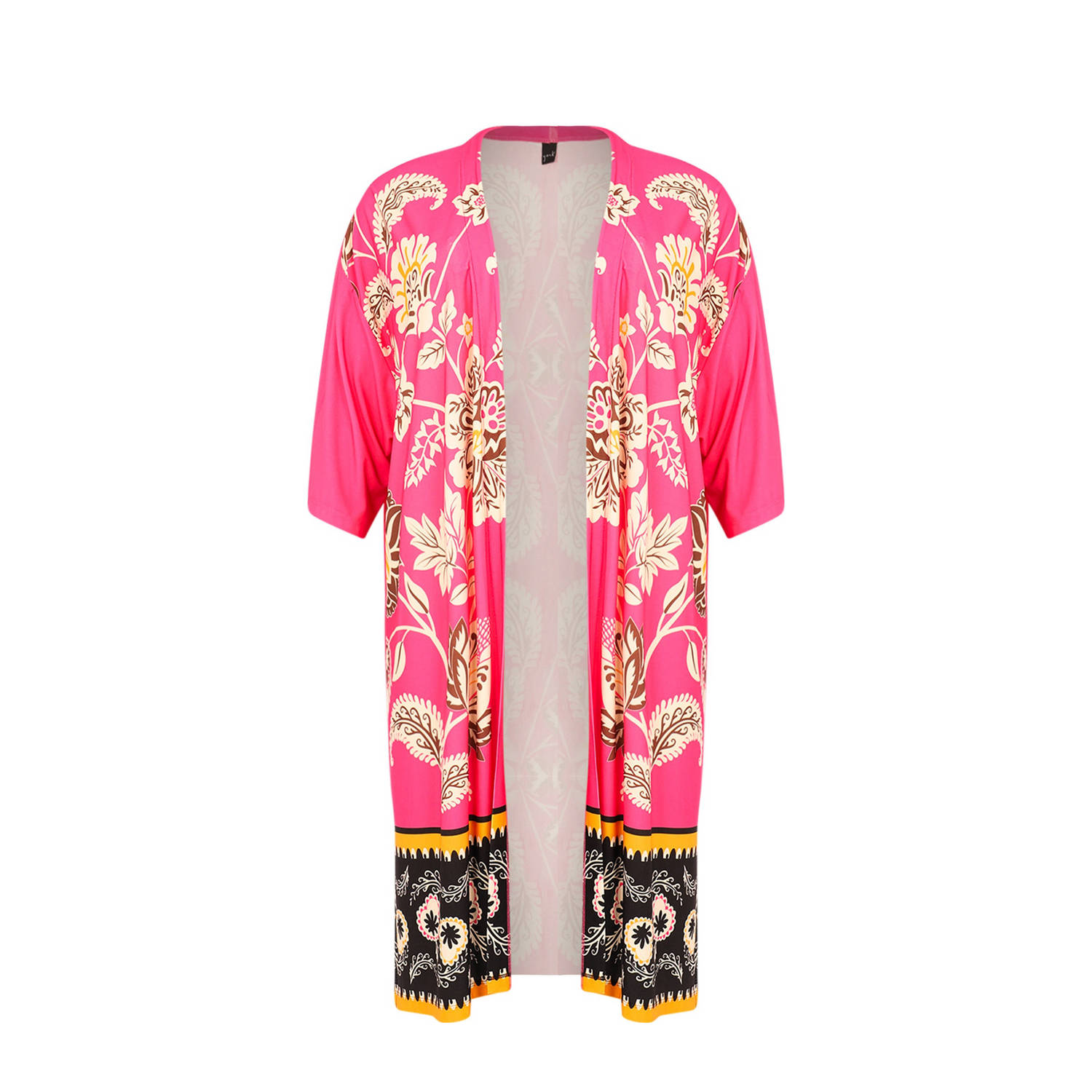Yoek gebloemd kimono roze