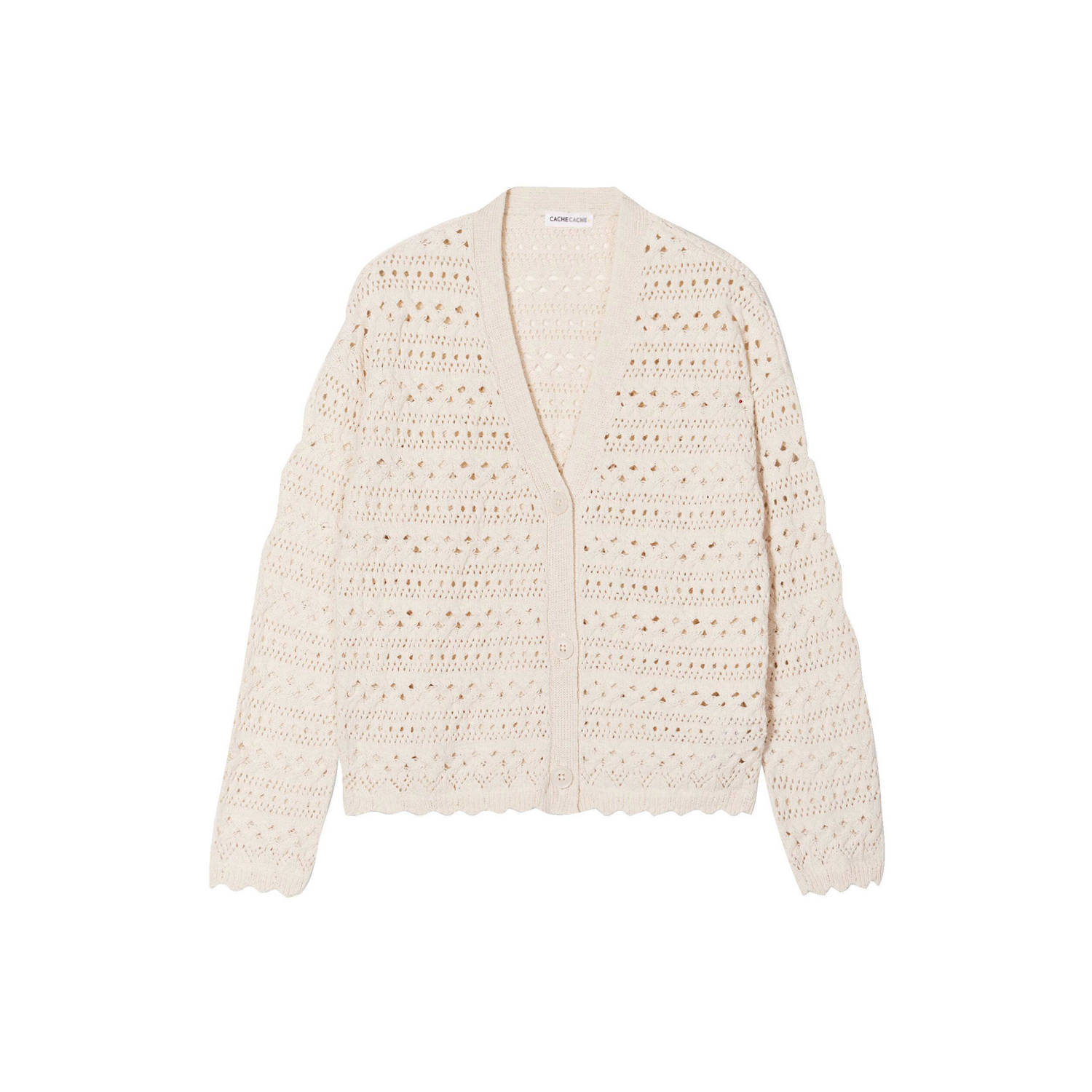 Cache gebreid vest met ingebreid patroon beige
