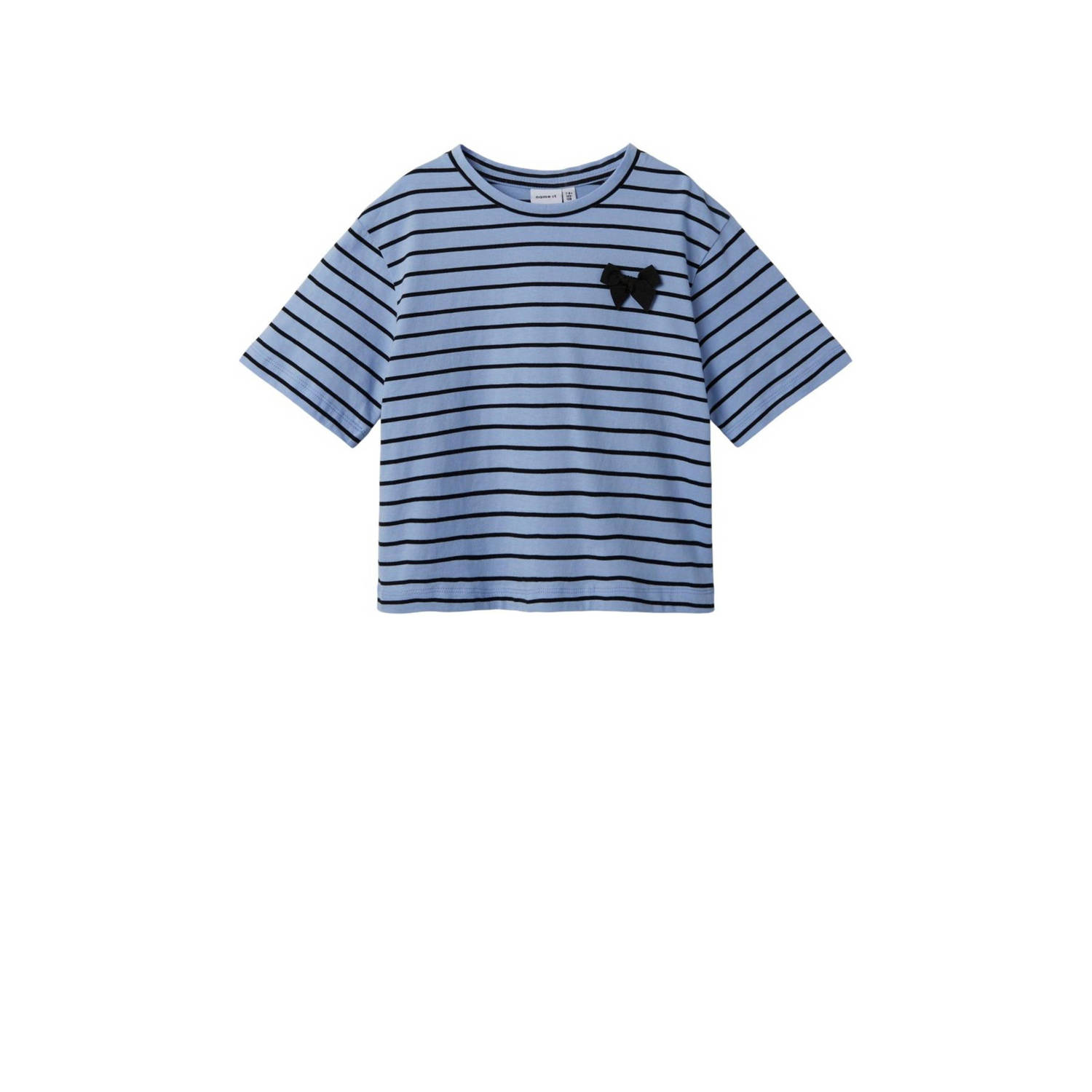 Name it KIDS gestreept T-shirt NKFHELLAMIA blauw donkerblauw Meisjes Katoen Ronde hals 122 128