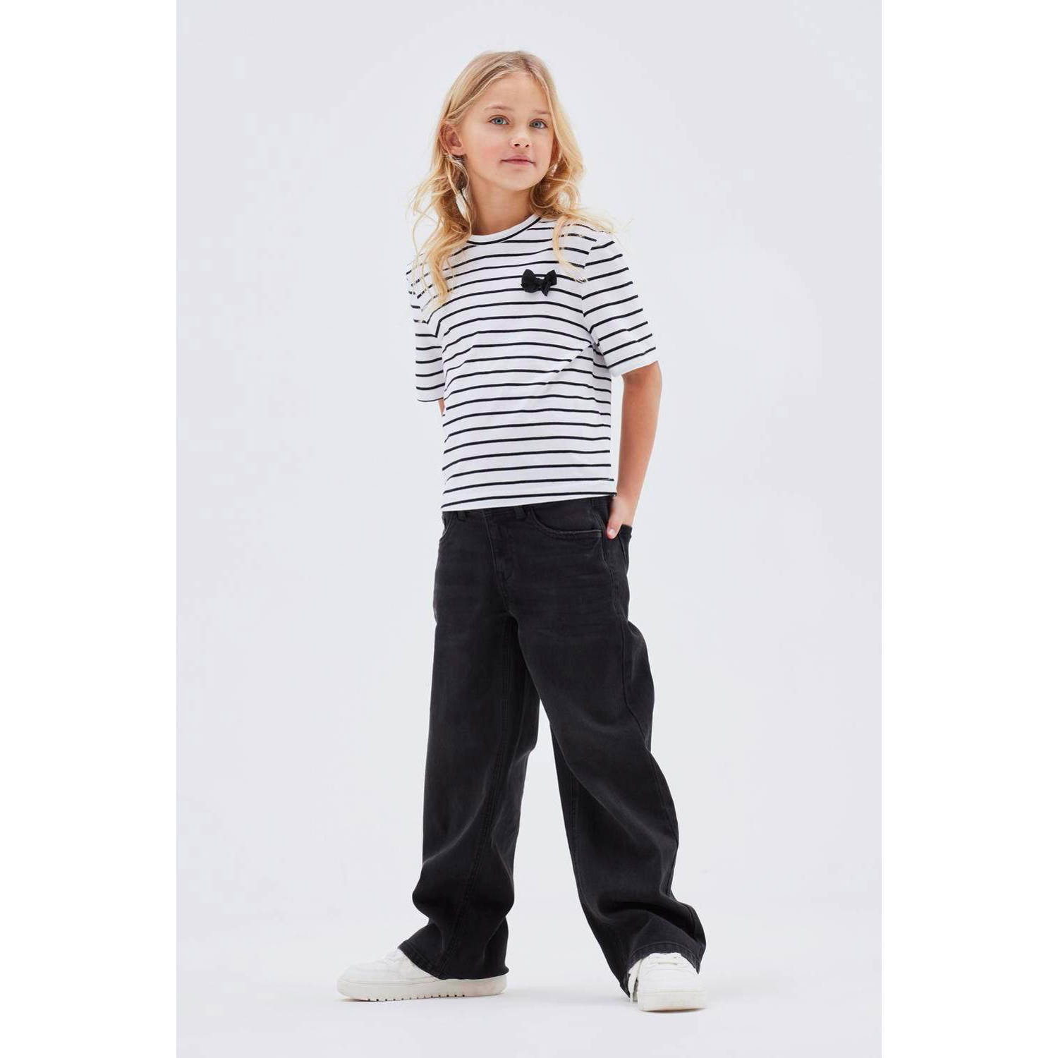 NAME IT KIDS gestreept T-shirt NKFHELLAMIA wit donkerblauw