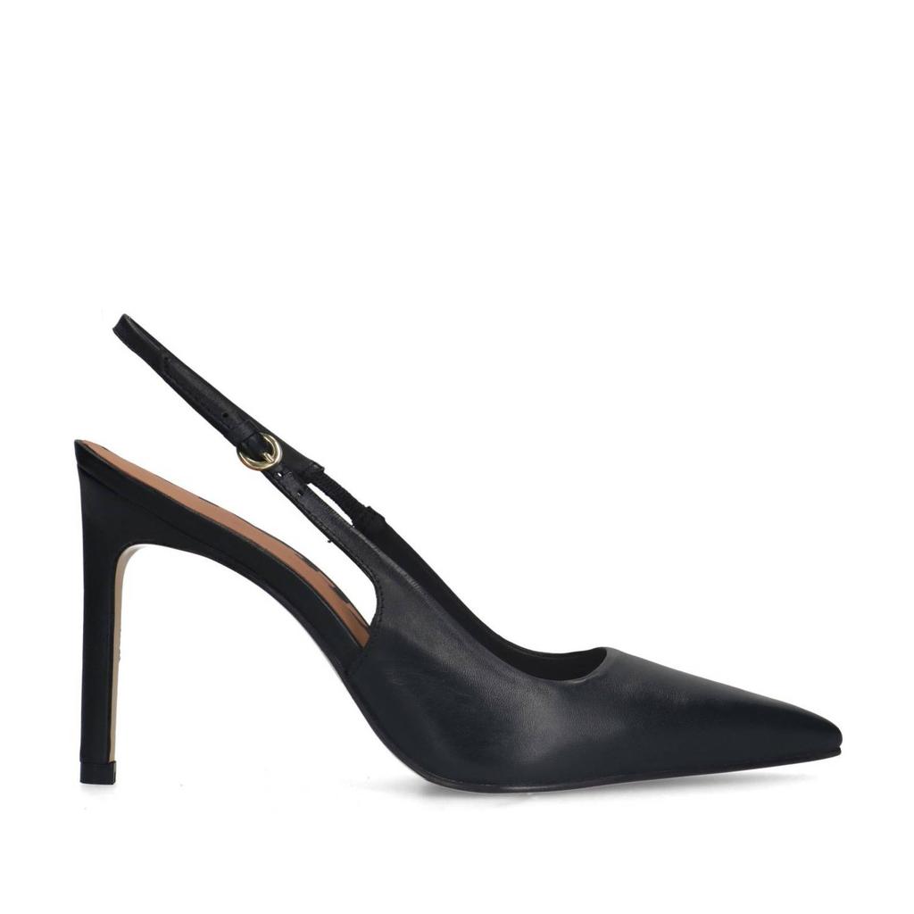 Zwarte dames Sacha leren slingback pumps met gesp