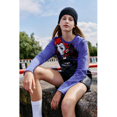 Coolcat Longsleeve T-shirt Tabitha met Motor Girl Print afbeelding