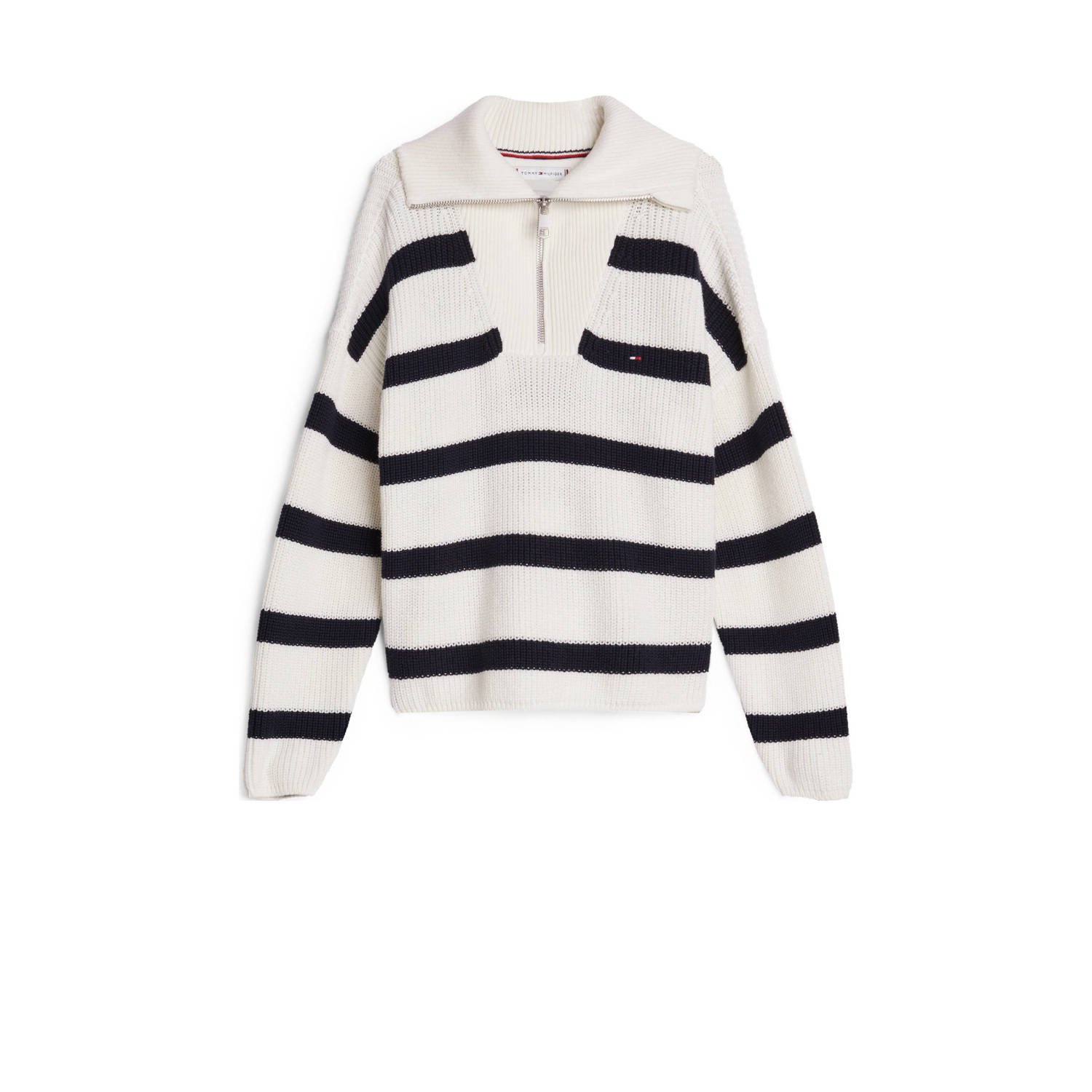 Tommy Hilfiger Schipperstrui STRIPE HALF ZIP SWEATER Kinderen tot 16 jaar met logo-opdruk