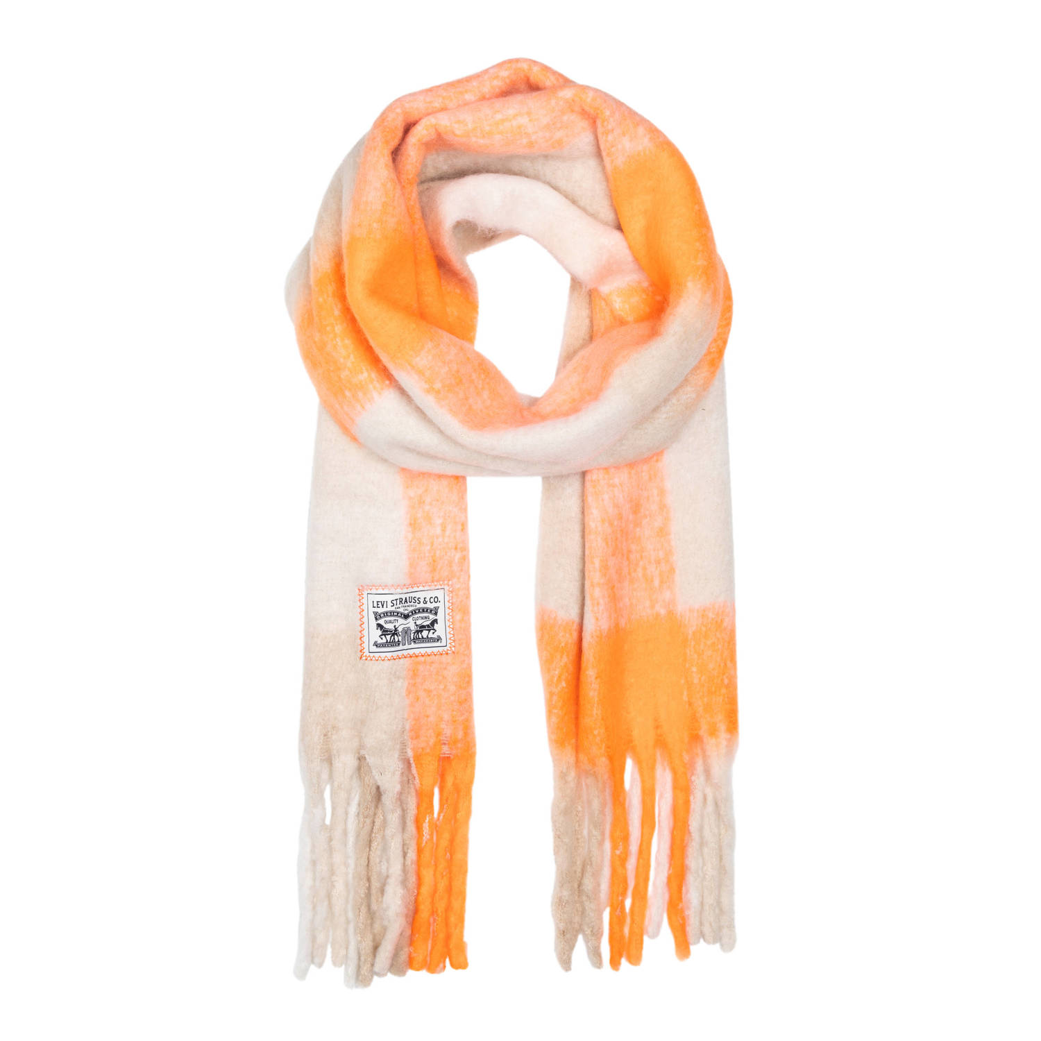 Levi's geruite sjaal Pop oranje ecru