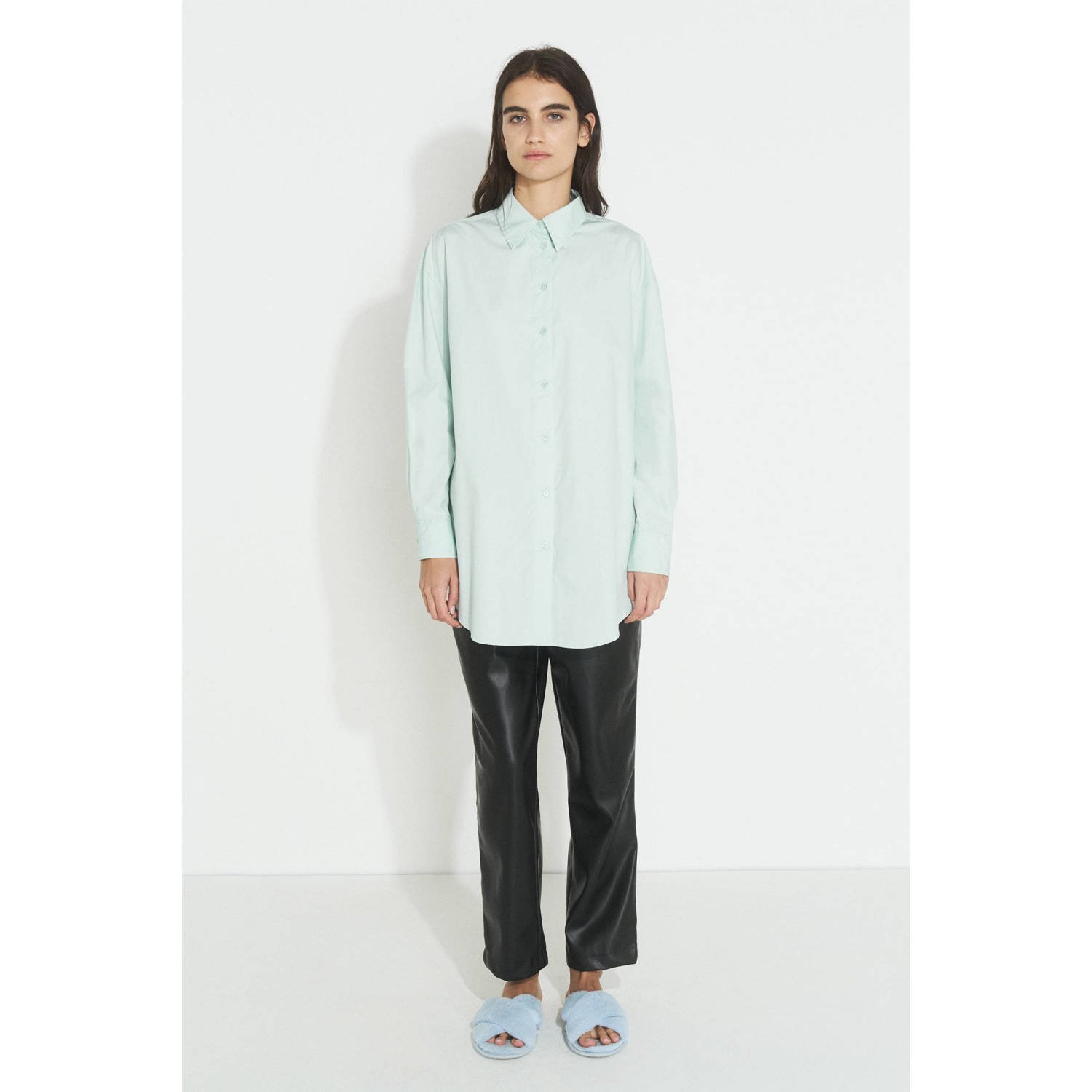 Ruby oversized poplin blouse pastel groen
